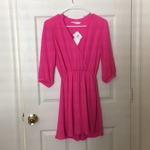 Bright pink 3/4 length dress
